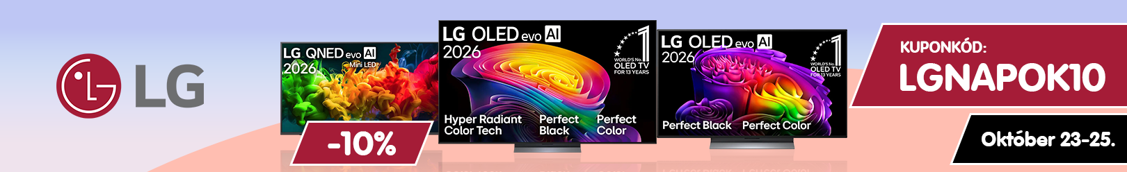 LG kuponnapok - 10% extra kedvezmény az "LGNAPOK10" kuponkóddal