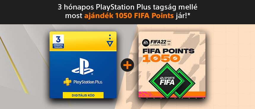 1050 FIFA Pont 3 hónapos PlayStation Plus digitális tagság mellé