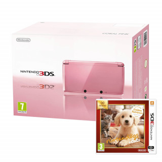 Nintendo 3DS (Rózsaszín) + Nintendogs & Cats Golden Retriever and New Friends 3DS