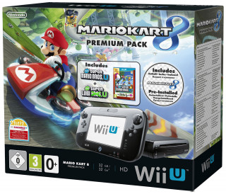 Nintendo Wii U Premium (Fekete) + Mario Kart 8 + New Super Mario Bros. U + New Super Luigi U WII U