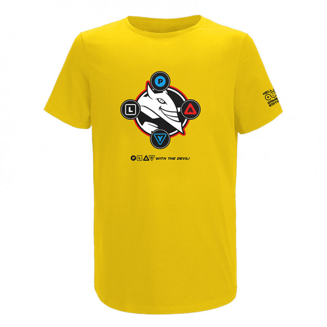 HELL Gamer "Play with the Devil" Póló - Sárga (XL) Ajándéktárgyak