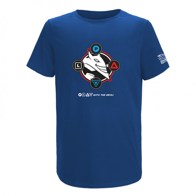 HELL Gamer "Play with the Devil" Póló - Kék (XL) Ajándéktárgyak