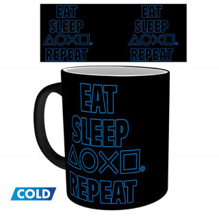 Playstation - Hőre változó bögre - 320 ml - Eat Sleep Repeat - Abystyle Ajándéktárgyak