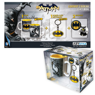 DC COMICS - Bögre + Kulcstartó + Kitűzők - Batman (460ml) - Abystyle Ajándéktárgyak