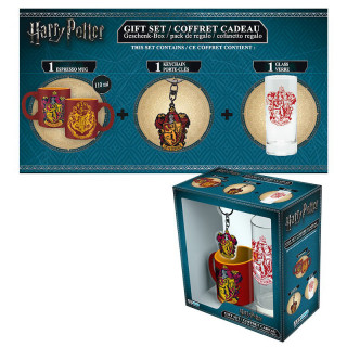 HARRY POTTER - Bögre + Kulcstartó + Üveg pohár - Gryffindor (110ml) - Abystyle Ajándéktárgyak