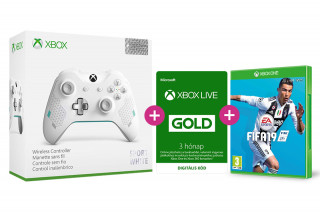 Xbox One vezeték nélküli kontroller (Sport White Special Edition) + FIFA  19 + Xbox Live Gold 3 hónapos előfizetés Xbox One