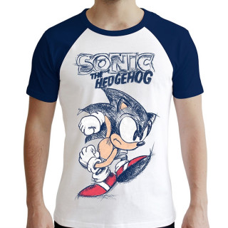 Sonic - Sonict férfi póló (fehér-kék) - Premium (M-es méret) - Abystyle Ajándéktárgyak