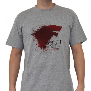 GAME OF THRONES - Tshirt - Póló "The North…" man SS sport grey - basic (L-es méret) - Abystyle Ajándéktárgyak