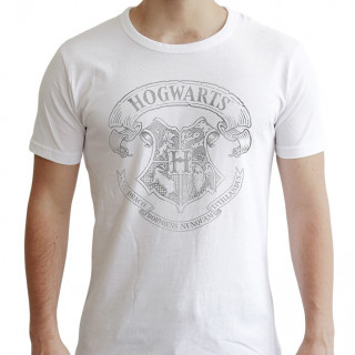 HARRY POTTER - Tshirt - Póló "Hogwarts" man SS white - new fit (XL-es méret) - Abystyle Ajándéktárgyak