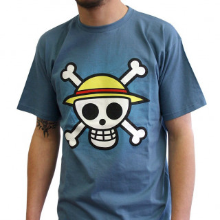 ONE PIECE - Tshirt - Póló "Skull with map" man SS stone blue - basic (XL-es méret) - Abystyle Ajándéktárgyak