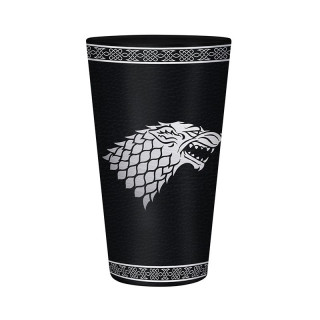 GAME OF THRONES - Nagy Üvegpohár - Stark - (500ml) - Abystyle Ajándéktárgyak