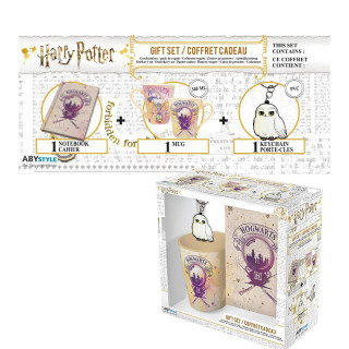 HARRY POTTER - Pck Mug340ml + KeyringPVC + Notebook "Hogwarts" - Bögre, Kulcstartó, Jegyzetfüzet - Abystyle Ajándéktárgyak