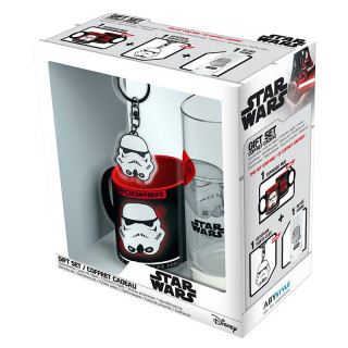 STAR WARS - Pck Glass 29cl + Keyring + Mini Mug "Trooper" - Ajándékcsomag - Abystyle Ajándéktárgyak