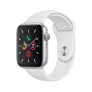 Apple Watch Series 5 GPS, 44mm, Ezüst alumíniumtok fehér sportszíjjal Mobil