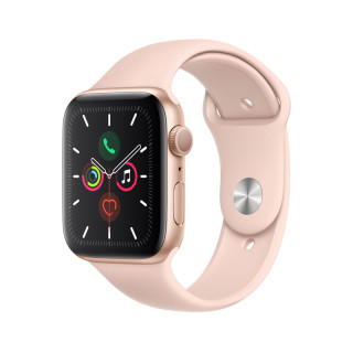 Apple Watch Series 5 GPS, 44mm Arany alumíniumtok rózsakvarcszínű sportszíjjal  Mobil