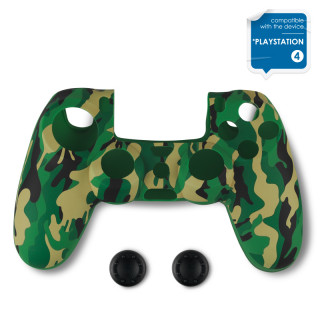 Spartan Gear - Controller Silicon Skin Cover and Thump Grips Green Camo PS4