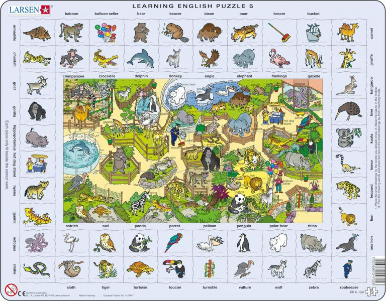 Larsen maxi puzzle 70 db-os Tanuljunk angolul! - Az állatkertben EN5 Ajándéktárgyak