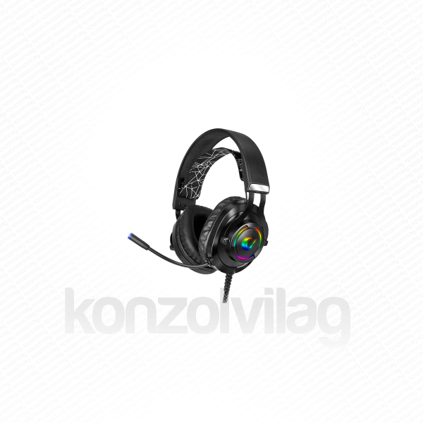 Rampage Fejhallgató - RM-K18 DOUBLE BLACK (7.1, mikrofon, USB, hangeroszabályzó, nagy-párnás, fekete) PC
