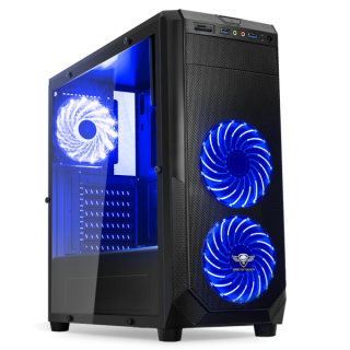 Spirit of Gamer Számítógépház - ROGUE 1 Blue (fekete, ablakos, 3x12cm ventilátor, ATX, mATX, 2xUSB3.0, 1xUSB2.0) PC