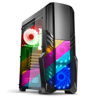 Spirit of Gamer Számítógépház - ROGUE 2 RGB (fekete, ablakos, 3x12cm ventilátor, ATX, mATX, 1xUSB3.0, 2xUSB2.0) PC