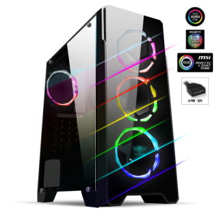 Spirit of Gamer Számítógépház - Deathmatch 10 RGB (ATX; ablakos, 4x12cm RGB ventilátor, 1xUSB3 + 2xUSB2; fekete) PC