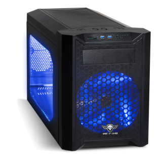 Spirit of Gamer Számítógépház - District 16 (mATX; ablakos, kártyaolvasó; 3x12cm LED ventilátor, 2xUSB3; fekete) PC