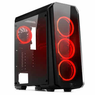 Spirit of Gamer Számítógépház - Deathmatch 8 Red (ATX; ablakos, 4x12cm ventilátor, 1xUSB3 + 2xUSB2; fekete-vörös) PC