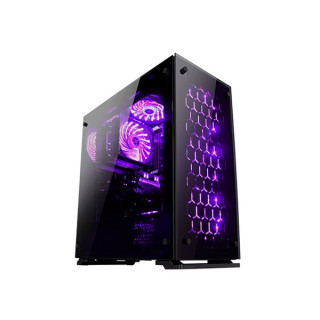 Rampage Számítógépház - Majesty RGB (fekete; edzett üveg; ATX; alsó táp; 3x120mm; 1xUSB3.0 + 2xUSB2.0, I/O; porszűrő) PC