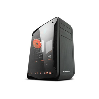 Rampage Számítógépház - Mega (fekete; plexi; ATX; alsó táp; 1x120mm; Kártyaolvasó; 1xUSB3.0 + 2xUSB2.0, I/O; porszűrő) PC