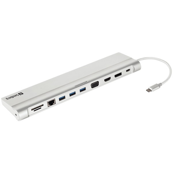 EXT Sandberg All-in-1 USB-C dokkoló ezüst-fehér PC