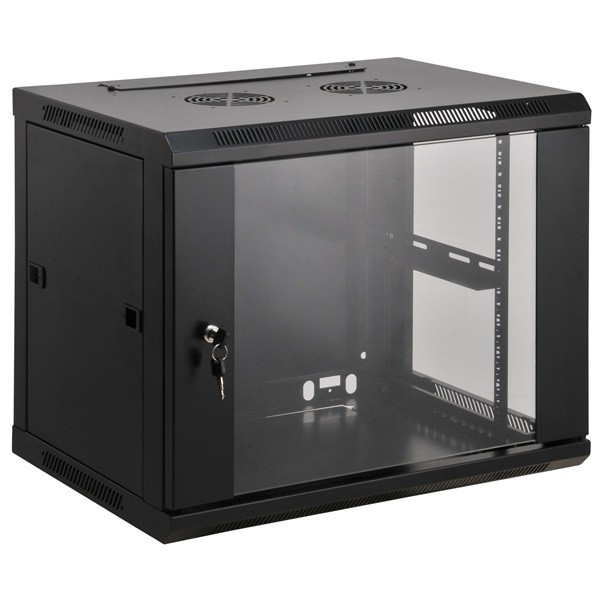 Intellinet fali szekrény, 19", 6U/450mm, üvegajtó, összeszerelt, fekete PC
