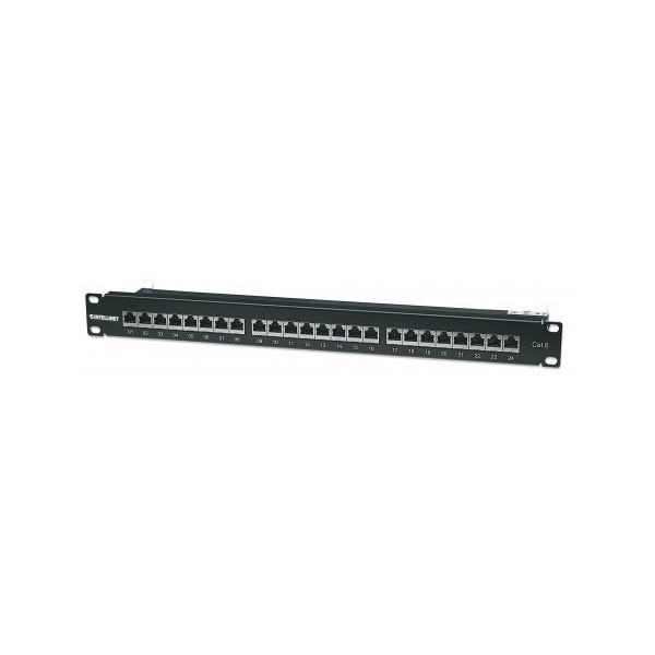 Manhattan Patch panel - CAT6 FTP árnyékolt patch panel, 24 portos, 1U,  Fekete PC