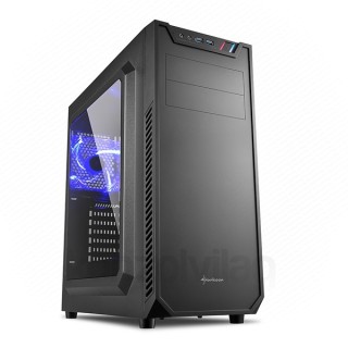 Sharkoon Számítógépház - VS7 Window (fekete; alsó táp; üveg ablak, ATX,mATX; mITX; 2xUSB3.0; I/O; 2x120mm ventillátor) PC