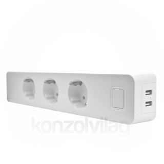 Woox Smart Home Okos Elosztó - R4056 (3*110-240V AC, 2x USB, túláram-érzékelő, túlfeszültség-védelem) Otthon