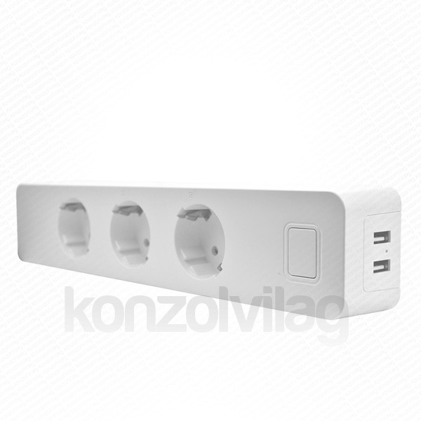 Woox Smart Home Okos Elosztó - R4056 (3*110-240V AC, 2x USB, túláram-érzékelő, túlfeszültség-védelem) Otthon