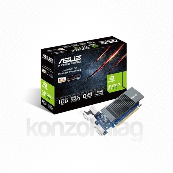 Asus Videókártya - nVidia GT710-SL-1GD5 (1024MB, DDR3, 32bit, 954/5012Mhz, DVI, HDMI, D-Sub, Passzív hűtés) PC