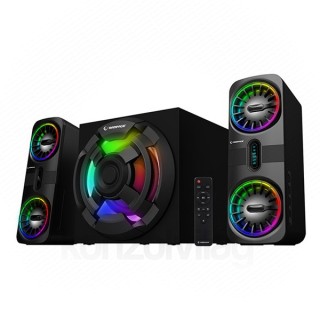 Rampage Hangszóró 2.1 - RMS-311 SHARD RGB (2.1; 80W RMS; hangerőszabályzó; USB, FM, Bluetooth, HDMI, Fekete) PC