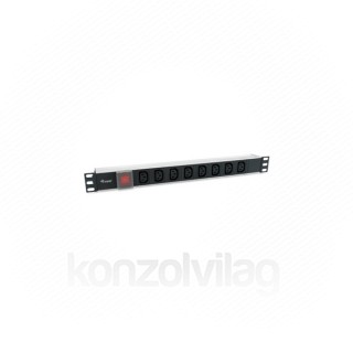 Equip Rack Kiegészítő - 333310 (Hálózati elosztó (PDU), 1U(19"), C14, 8 x IEC C13, Max.: 2500W, alumunium, fekete) PC