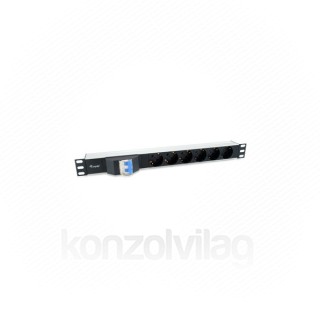 Equip Rack Kiegészítő - 333312 (Hálózati elosztó (PDU), 1U(19"), 6 x Schuko, Max.: 3500W, biztosíték, alumunium, fekete) PC