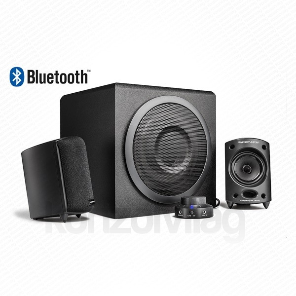 WaveMaster Hangszóró 2.1 - MOODY BT (65W RMS, Fa mélynyomó, Bluetooth, 3,5mm jack, RCA, Fekete) PC