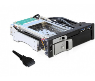 MBR Delock 47209 5,25" Mobil Rack 1 x 2,5" + 1 x 3,5" SATA HDD-hez + 2 x USB 3.0 port PC