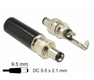 Delock DC csatlakozó apa 5,5 x 2,1 mm dugómérettel és 9,5 mm hosszal Otthon