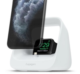 Spigen S316 2in1 Apple iPhone és Apple Watch töltő állvány, fehér Több platform