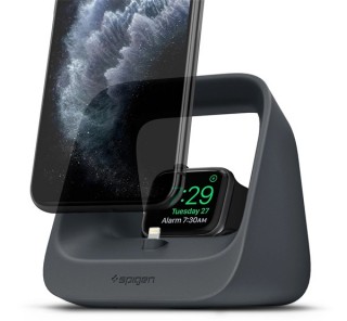 Spigen S316 2in1 Apple iPhone és Apple Watch töltő állvány, fekete Több platform