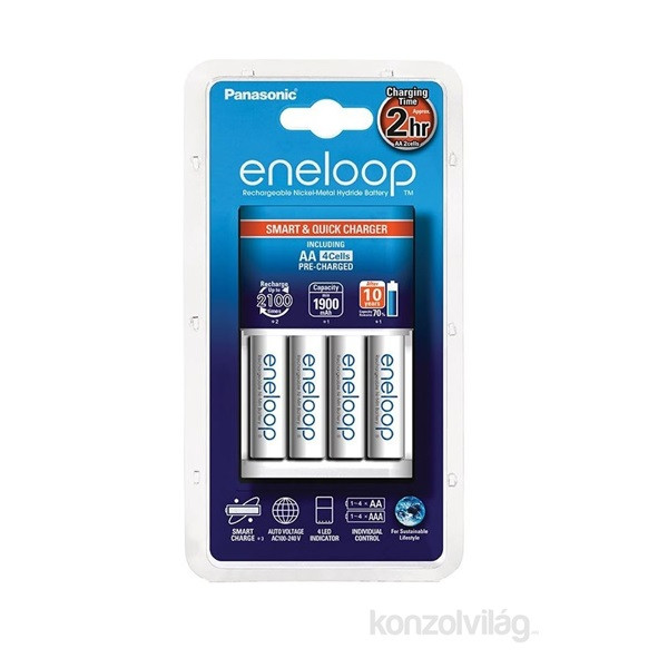 Panasonic Eneloop Akku gyorstöltő+4xAA akku Töltő PC