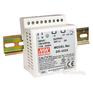 Mean Well DR-45-24 24V 48W DIN Rail tápegység PC