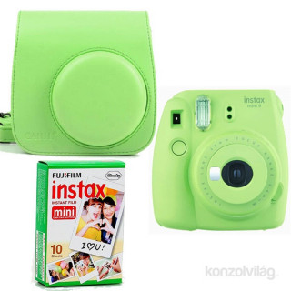 Fujifilm Instax Mini 9 zöld + tok + film analóg fényképezőgép kit Fényképezőgépek, kamerák