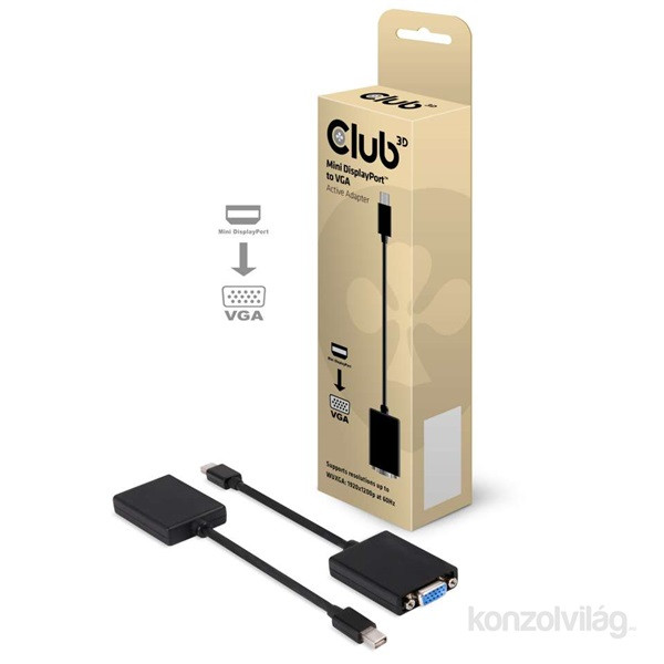 CLUB3D Mini Displayport - D-Sub active adapter PC