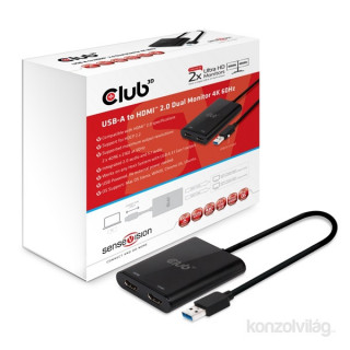 CLUB3D SenseVision USB A - HDMI 2.0 Dual Monitor PC