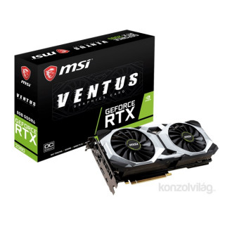 MSI RTX 2080 VENTUS 8G OC nVidia 8GB GDDR6 256bit PCIe videokártya PC